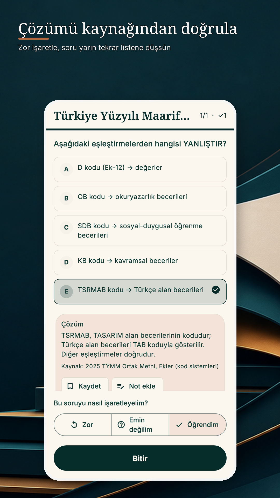 EKYS 2027 kaynak adı gösterilen açıklamalı çözüm telefon görünümü