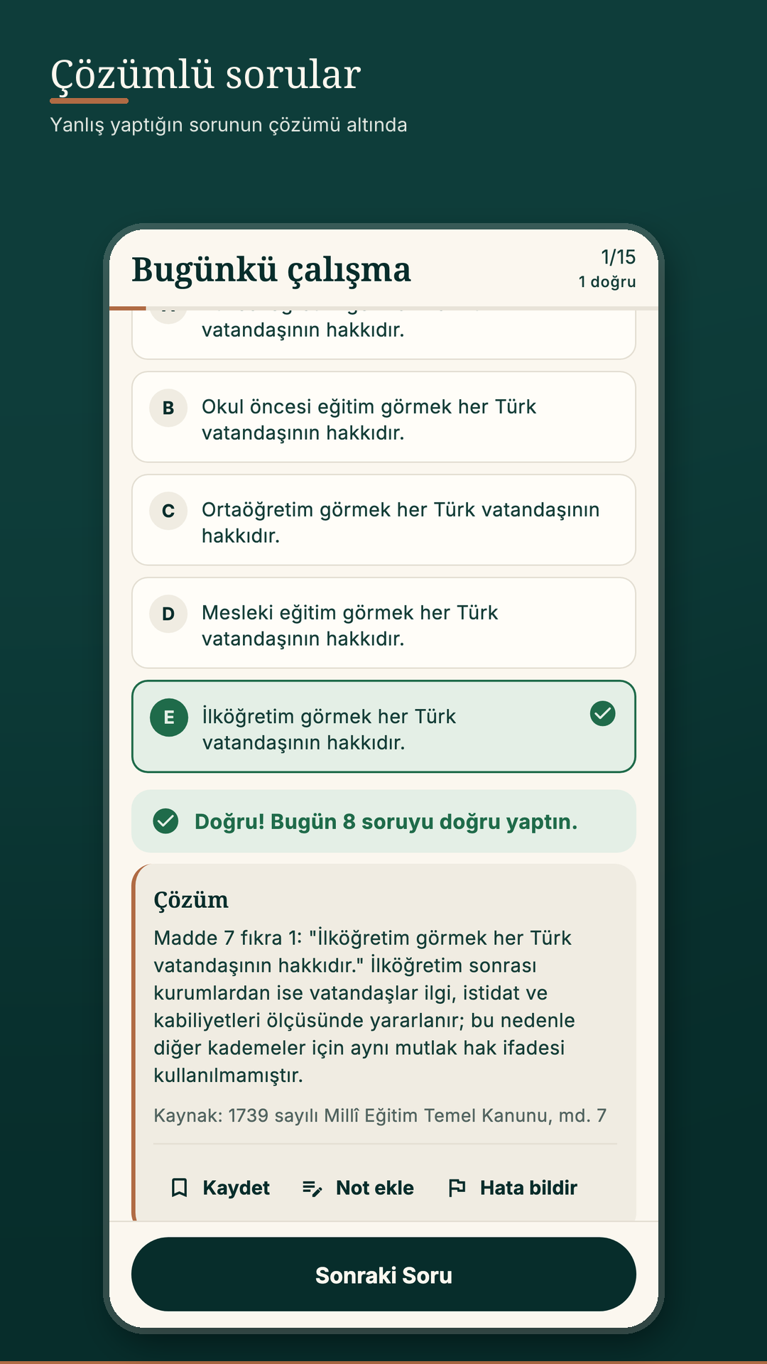 EKYS 2027 soru ve kaynak adı gösterilen çözüm, telefon görünümü