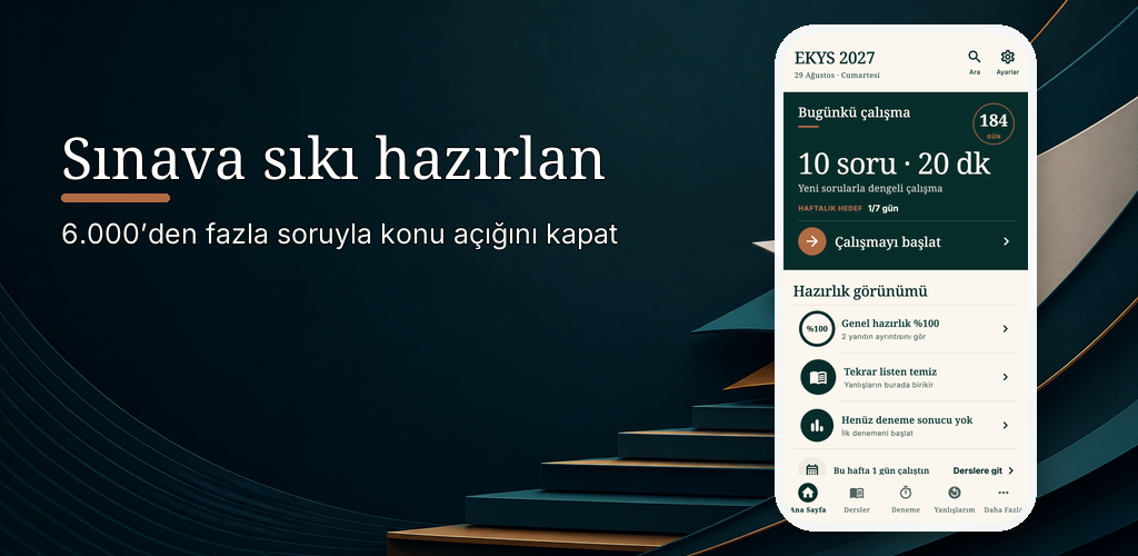 EKYS 2027 hazırlık rotası, 6.000’den fazla soru, konu anlatımı ve sesli tekrar