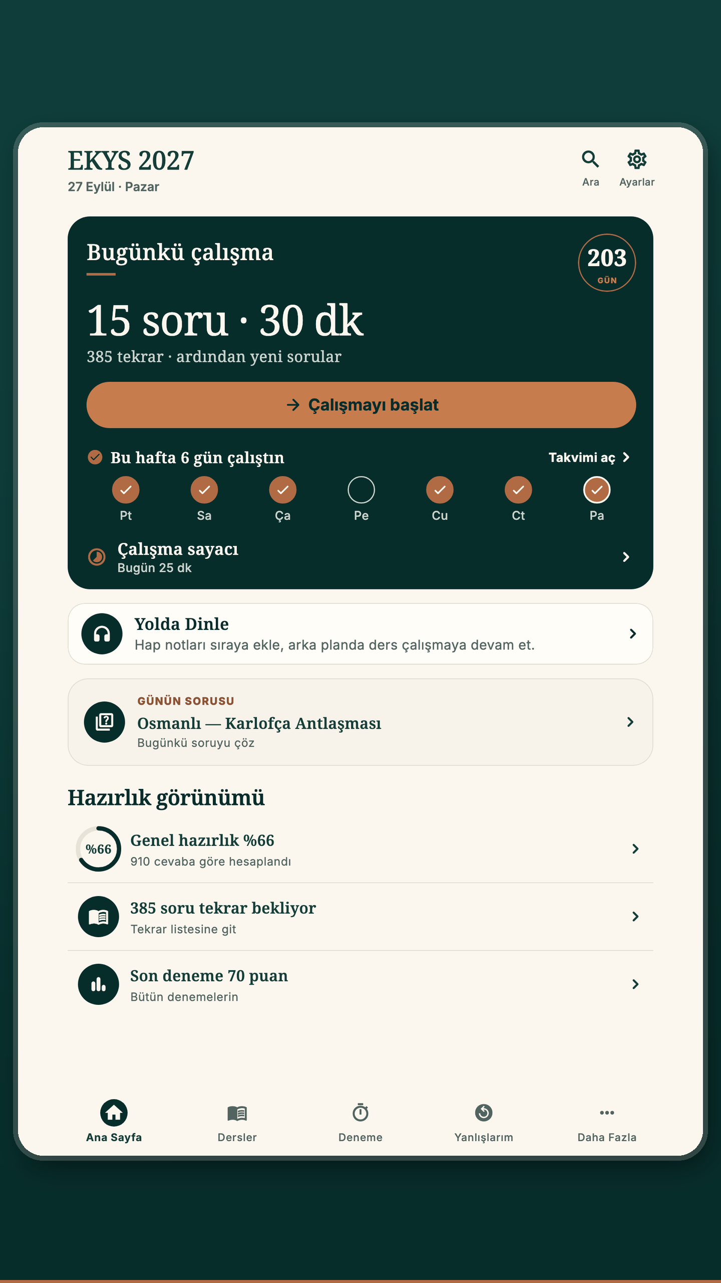EKYS 2027 ana sayfası, bugünkü çalışma, tablet görünümü