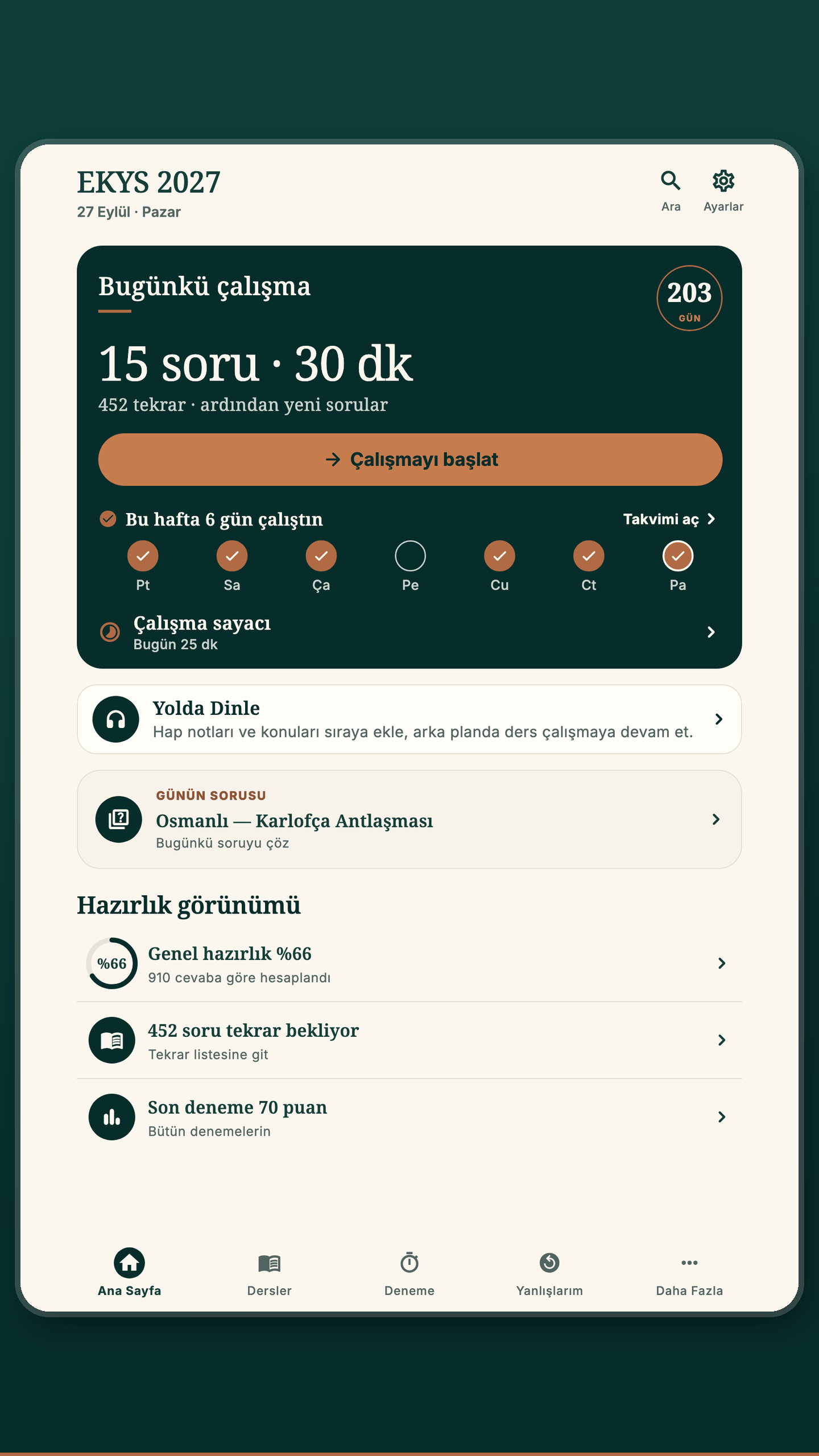 EKYS 2027 ana sayfası, bugünkü çalışma, tablet görünümü