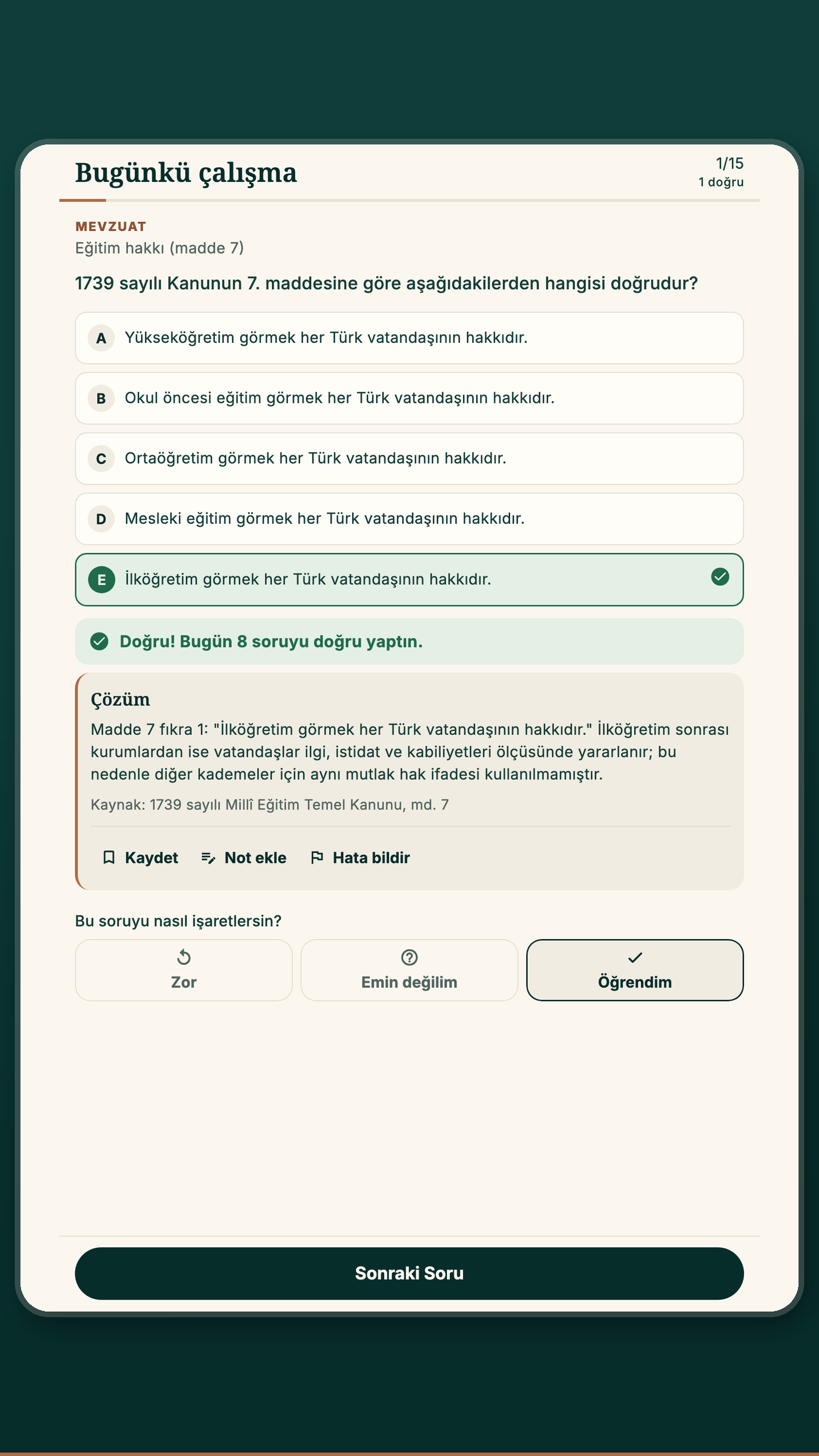 EKYS 2027 soru ve çözüm, tablet görünümü